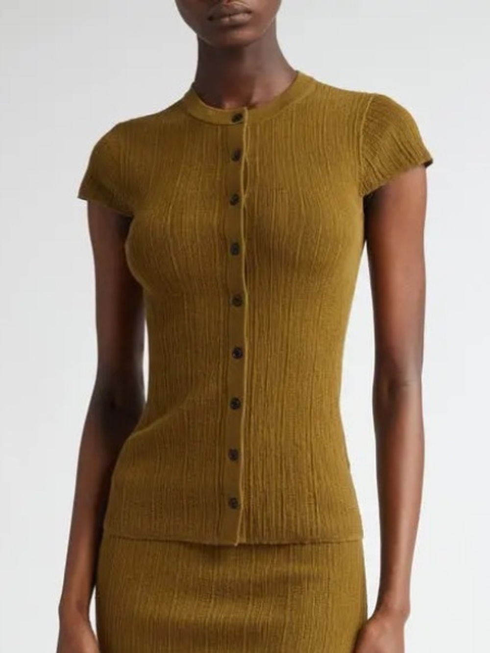 A.L.C. Olive Ribbed Button-Front Short Sleeve Top - 80% OFF MSRP!!!